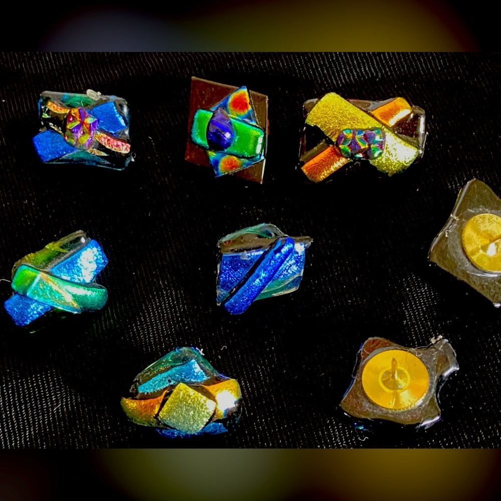Dichroic Glass Push Pins Bulletin or other Cork or pin penetrable surface NEW!